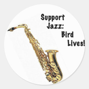 Pegatina Redonda Apoyo al jazz: Vidas de aves