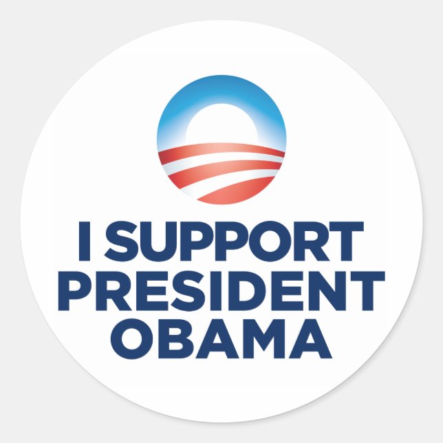 Pegatina Redonda Apoyo al Presidente Obama (Anverso)