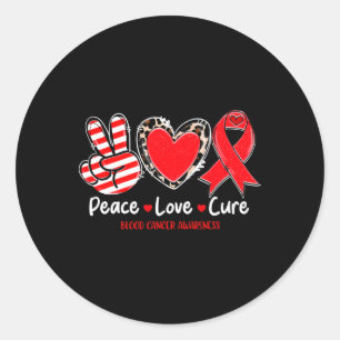 Pegatina Redonda Apoyo Conciencia Cura Amor Paz Cáncer de Sangre 1