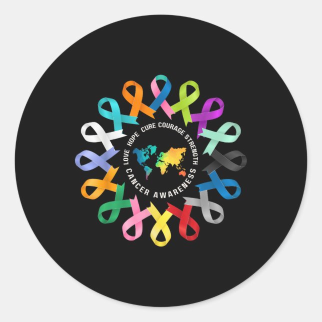 Pegatina Redonda Apoyo de la Cinta de Cáncer para la Lucha contra e (Anverso)