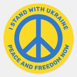 Pegatina Redonda Apoyo el símbolo de paz de Ucrania no a la guerra