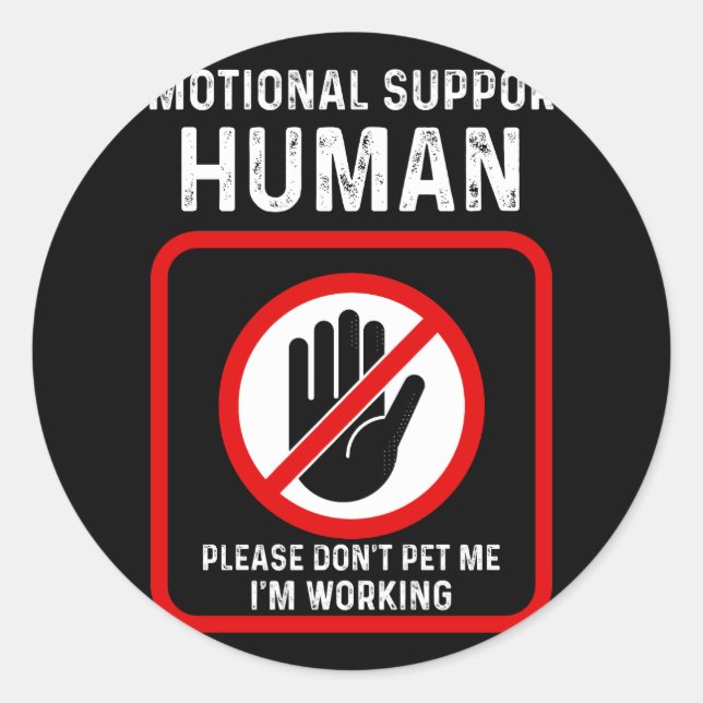 Pegatina Redonda Apoyo emocional El disfraz de Halloween humano no (Anverso)