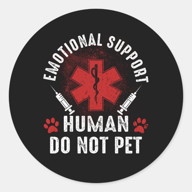 Pegatina Redonda Apoyo emocional Humano No Mascota Servicio Perro L (Anverso)
