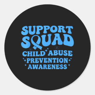 Pegatina Redonda Apoyo Equipo Conciencia Prevención Infantil Azul