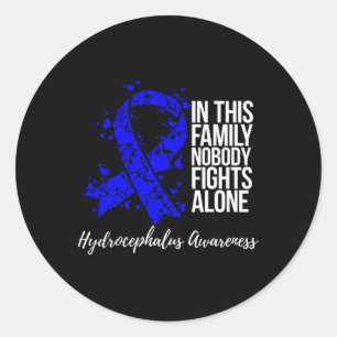 Pegatina Redonda Apoyo familiar Cinta azul Hidrocefalia Conciencia