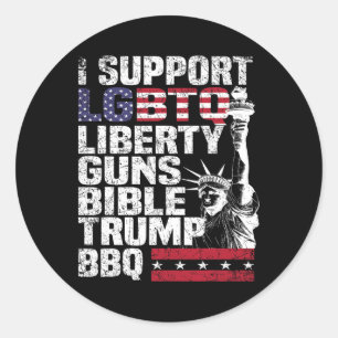 Pegatina Redonda Apoyo las armas de liberación de Lgbtq Bible Trump