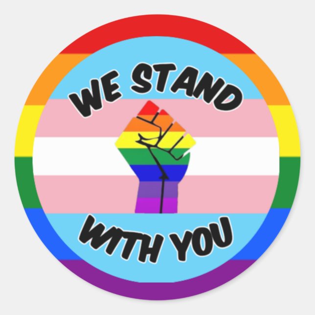 Pegatina Redonda Apoyo transgénero (Anverso)