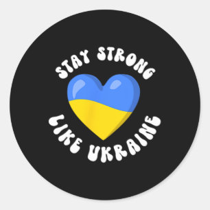 Pegatina Redonda Apoyo ucraniano Bandera de Ucrania Amor ucraniano