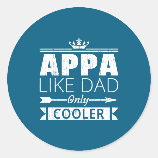 Pegatina Redonda Appa Cooler Funny Korean Dad Father's Day Quote  (Anverso)