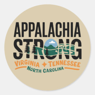 Pegatina Redonda Appalachia Strong Mountain Senderismo al aire libr