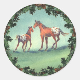 Pegatina Redonda APPALOOSA SPOTS & BOUGHS por SHARON SHARPE