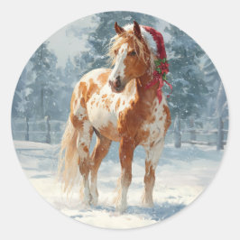 Pegatina Redonda Appalossa Horse Christmas Sticker
