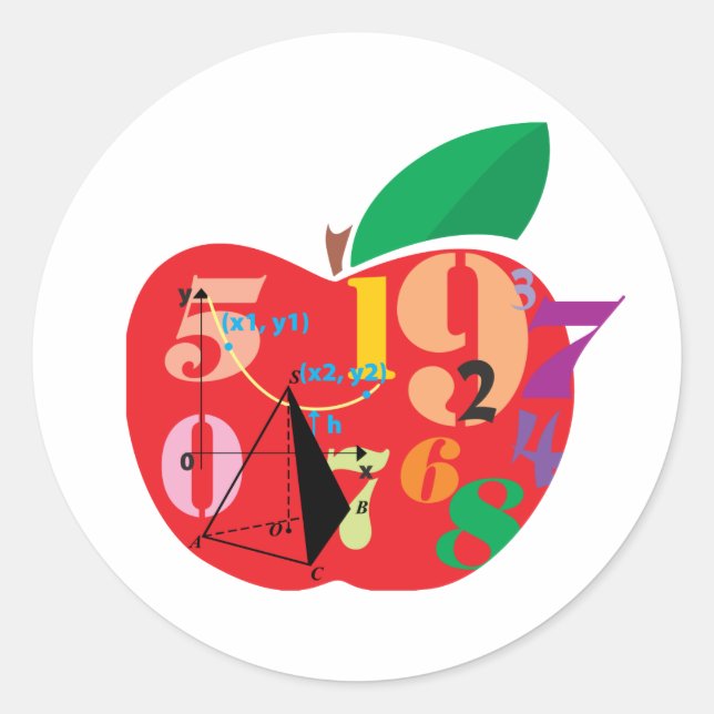 Pegatina Redonda Apple alfabético (Anverso)