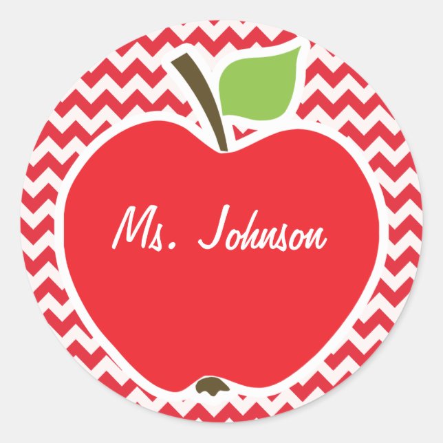 Pegatina Redonda Apple; Alizarin Crimson Chevron (Anverso)