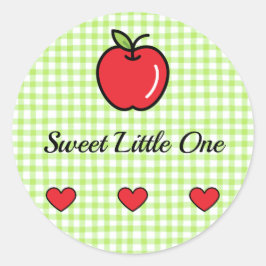 Pegatina Redonda Apple Baby Shower Sticker – “Sweet Little One”