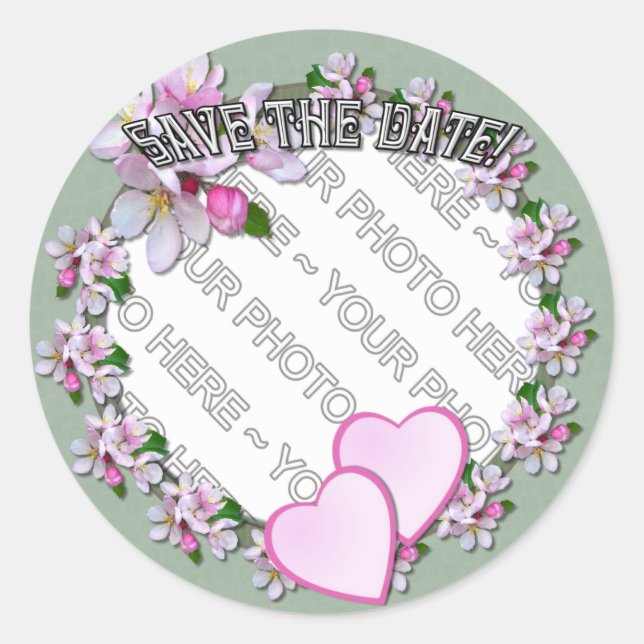 Pegatina Redonda APPLE BLOSSOM ~ Añadir una foto ~ Pegatinas (Anverso)