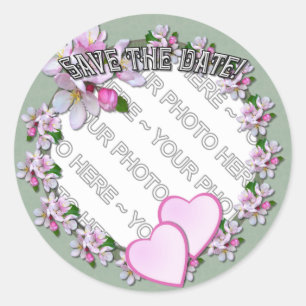 Pegatina Redonda APPLE BLOSSOM ~ Añadir una foto ~ Pegatinas