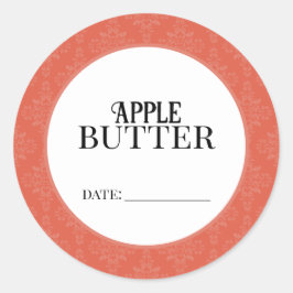 Pegatina Redonda Apple Butter Canning Lid Labels