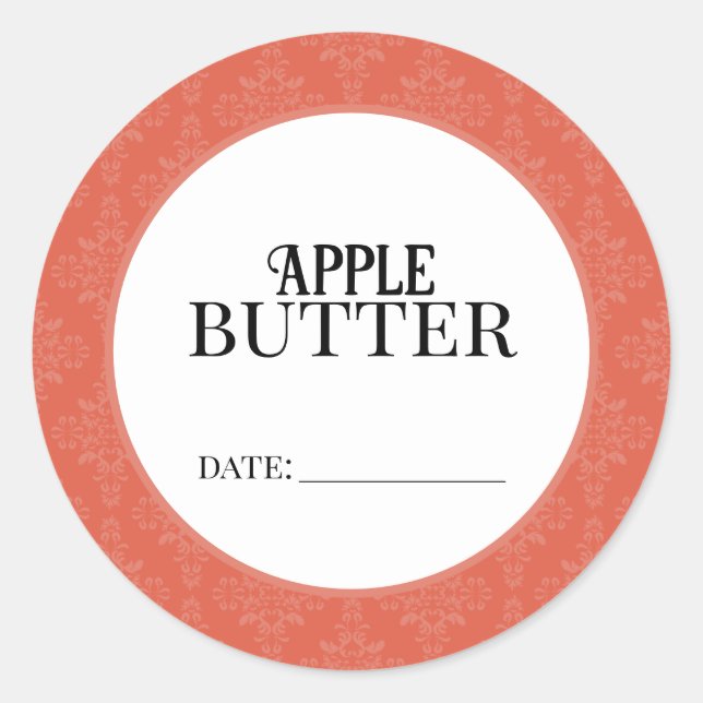 Pegatina Redonda Apple Butter Canning Lid Labels (Anverso)