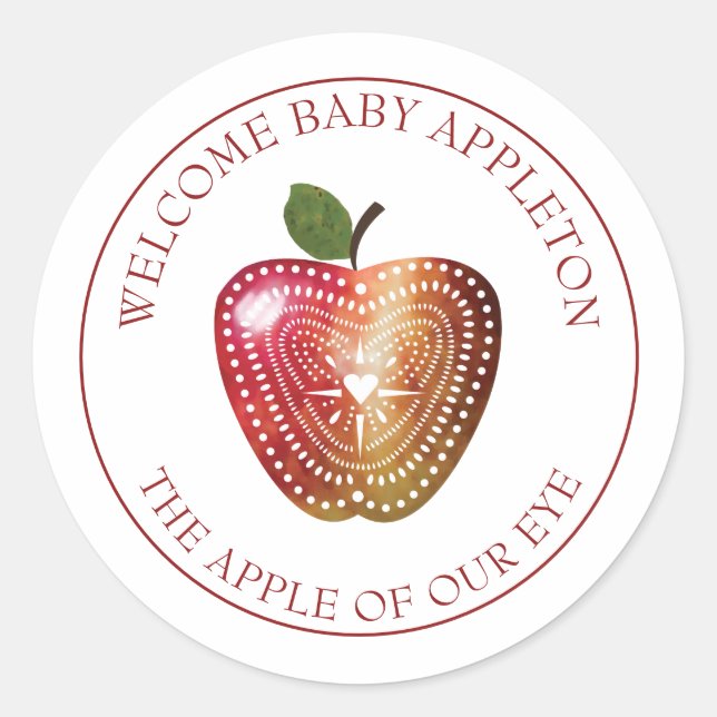 Pegatina Redonda Apple de nuestro Eye Baby Shower (Anverso)