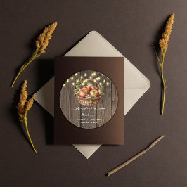 Pegatina Redonda Apple De Nuestro Ojo Cae Floral Madera Baby Shower