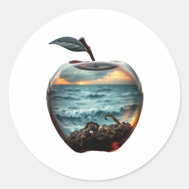 Pegatina Redonda Apple de vidrio (Anverso)