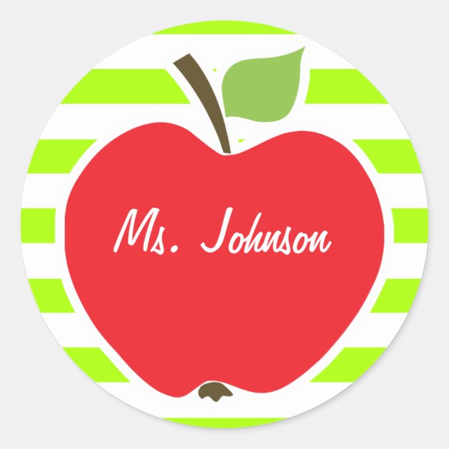 Pegatina Redonda Apple en rayas horizontales eléctricas de cal verd (Anverso)