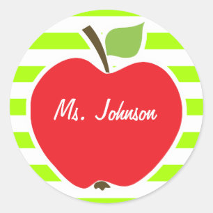 Pegatina Redonda Apple en rayas horizontales eléctricas de cal verd