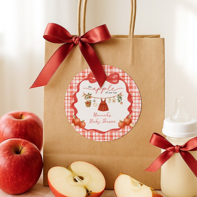 Pegatina Redonda Apple of Our Eye Girl Clothesline Baby Shower (Subido por el creador)