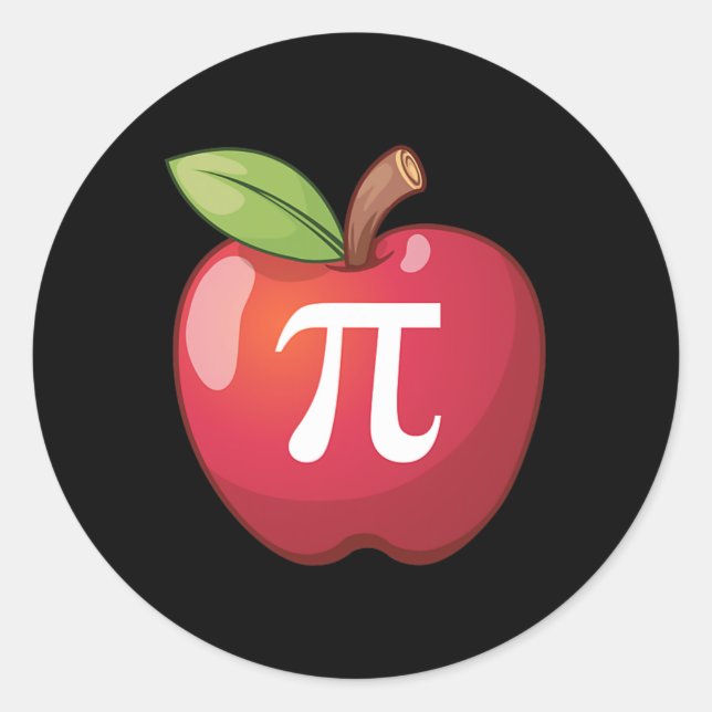 Pegatina Redonda Apple Pi - Día Pi de Maestros de Math (Anverso)