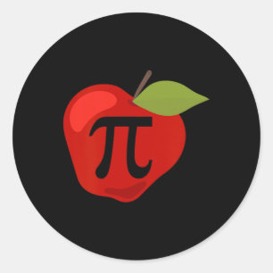 Pegatina Redonda Apple Pi Divertido profesor de matemáticas Día de 
