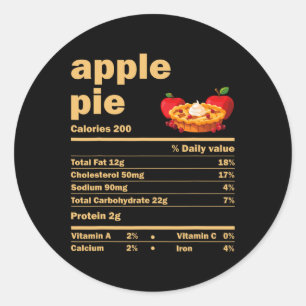 Pegatina Redonda Apple Pie Nutrition Hechos Divertido Día de Acción