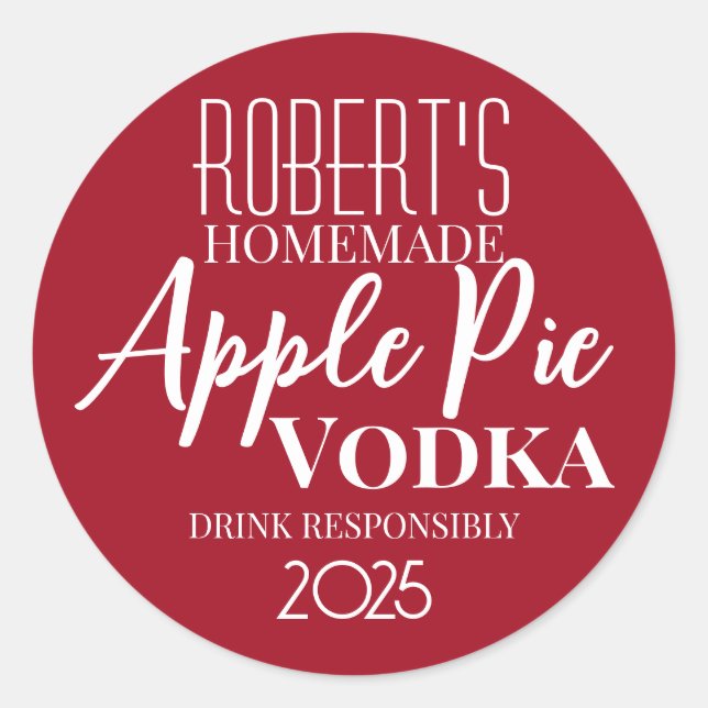 Pegatina Redonda Apple Pie Vodka personalizado (Anverso)