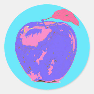 Pegatina Redonda Apple púrpura