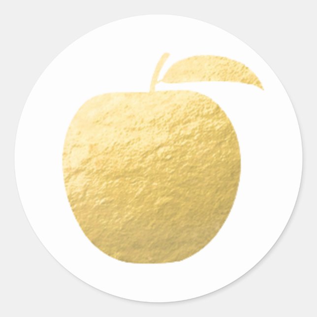 Pegatina Redonda Apple Relieve metalizado dorado (Anverso)