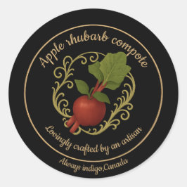 Pegatina Redonda Apple Rhubarb Harmony – Artisan Compote Label