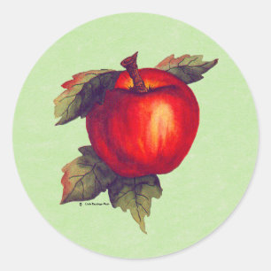 Pegatina Redonda Apple Rojo