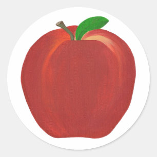 Pegatina Redonda Apple rojo maduro entero proviene a los pegatinas