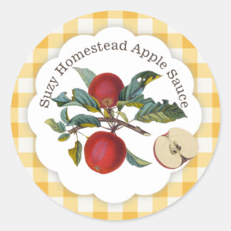 Pegatina Redonda Apple Sauce Classic Gingham