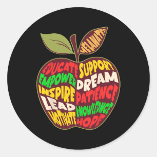 Pegatina Redonda Apple Word Cloud African American Black History Te