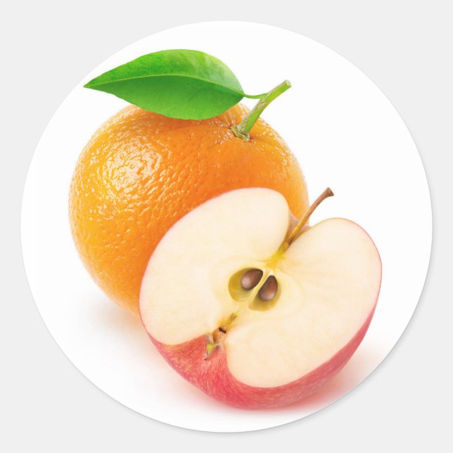 Pegatina Redonda Apple y naranja (Anverso)