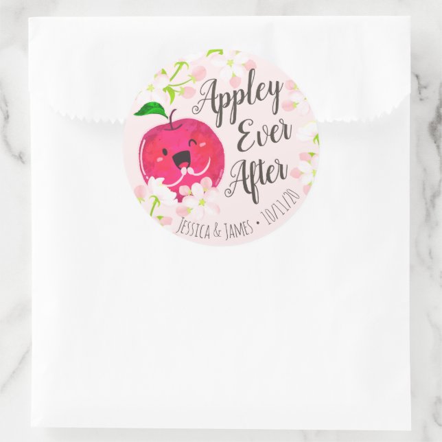 Pegatina Redonda Appley siempre después - Apple Pun (Bolso)