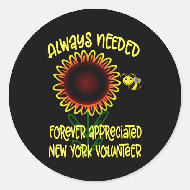 Pegatina Redonda Appreciation New York Always Needed Volunteer Reco (Anverso)