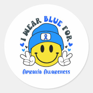 Pegatina Redonda Apraxia Awareness Ribbon Support Gifts