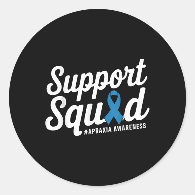 Pegatina Redonda Apraxia Awareness Support Squad (Anverso)