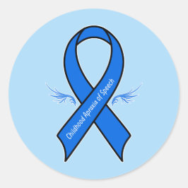 Pegatina Redonda Apraxia infantil de la cinta de voz con alas