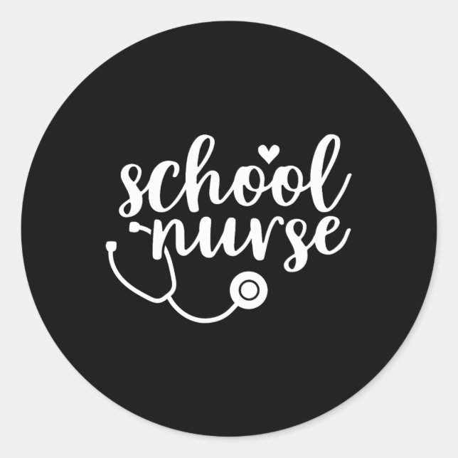 Pegatina Redonda Apreciación de enfermera escolar (Anverso)
