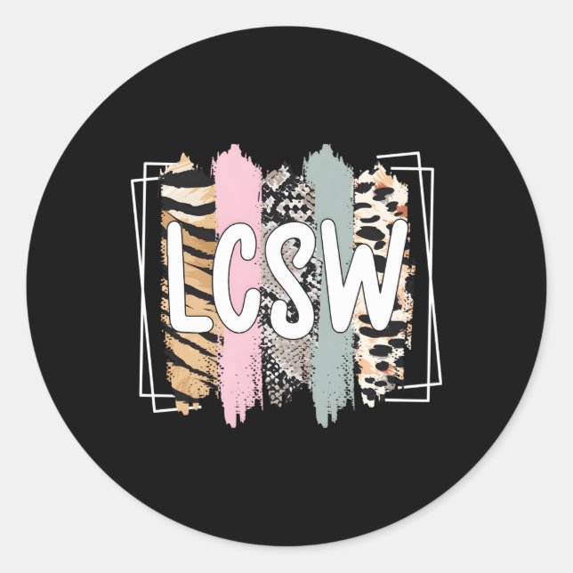 Pegatina Redonda Apreciación de Lcsw Trabajador Social Clínico (Anverso)