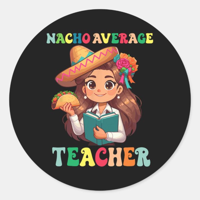 Pegatina Redonda Apreciación del profesor Nacho Promedio Cinco D (Anverso)