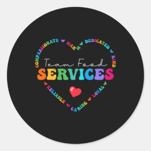 Pegatina Redonda Apreciación por los servicios de comida de equipo 